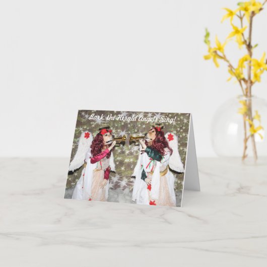 Golden Retriever KerstAngels Kaart (Gele Bloem)