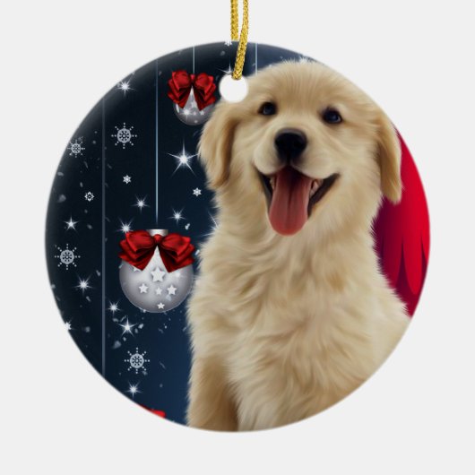 Golden Retriever Kerstboom Ornamenten (Voorkant)
