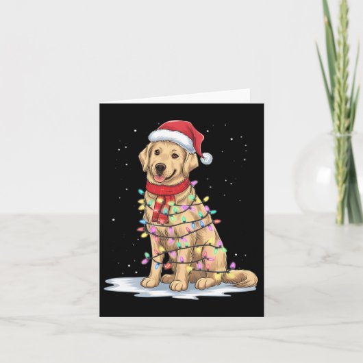 Golden Retriever Kerstboom Schattige Santa Hat Lig Kaart (Voorkant)