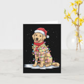 Golden Retriever Kerstboom Schattige Santa Hat Lig Kaart (Gele Bloem)