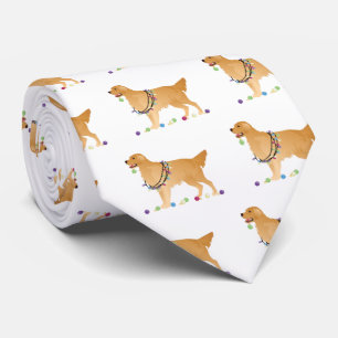 Golden Retriever kerstdesign Stropdas