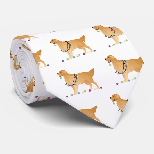 Golden Retriever kerstdesign Stropdas (Opgerold)
