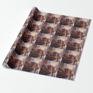 Golden Retriever Kerstfeest Seizoen Cadeaupapier