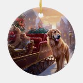 Golden Retriever Kerstfeest Seizoen Keramisch Ornament (Achterkant)
