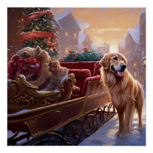 Golden Retriever Kerstfeest Seizoen Perfect Poster