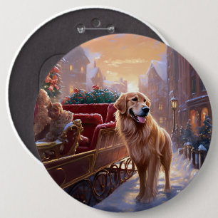 Golden Retriever Kerstfeest Seizoen Ronde Button 6,0 Cm