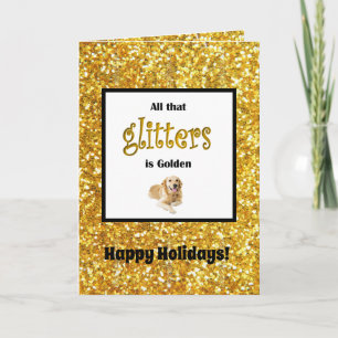 Golden Retriever kerstkaart Glitters Feestdagen Kaart