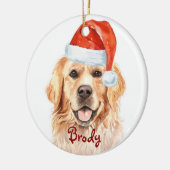 Golden Retriever Kerstkerstkerstkerstkersthond Keramisch Ornament (Links)