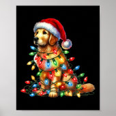 Golden Retriever kerstlampjes Santa Hat Dog Lo Poster (Voorkant)