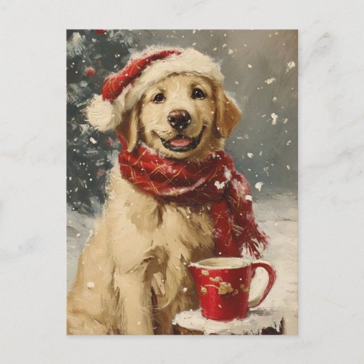 Golden Retriever Kerstmis Briefkaart (Voorkant)
