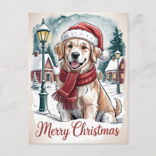 Golden Retriever Kerstmis Briefkaart