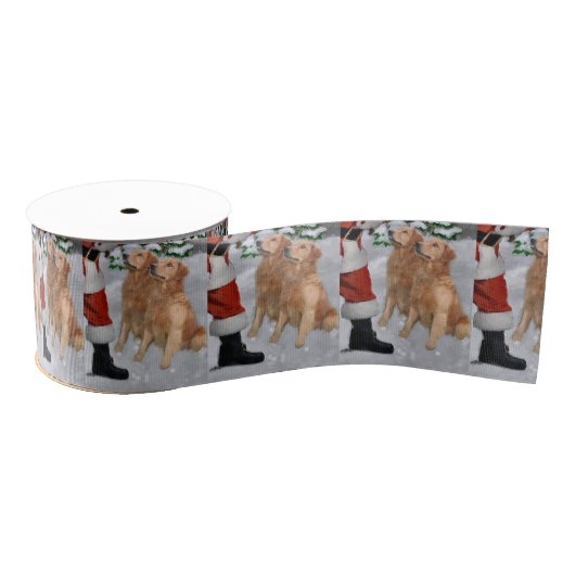 Golden Retriever Kerstmis Grosgrain Lint (Spoel)