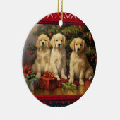 Golden Retriever Kerstmis Keramisch Ornament (Rechts)