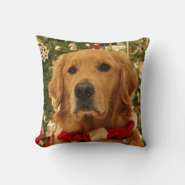 Golden Retriever Kerstmis Kussen (Voorkant)
