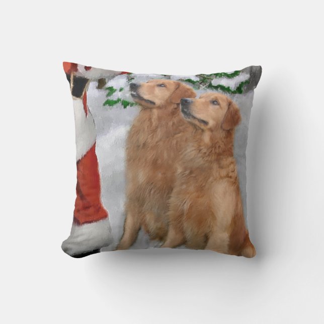 Golden Retriever Kerstmis Kussen (Voorkant)