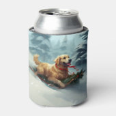 Golden Retriever Kerstsneeuw winter Blikjeskoeler (Blikje Voorkant)