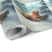 Golden Retriever Kerstsneeuw winter Cadeaupapier (Rol Hoek)