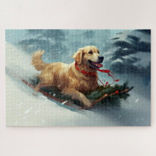 Golden Retriever Kerstsneeuw winter Legpuzzel