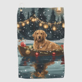Golden Retriever Kerstvakantie Golfhanddoek (Voorkant)