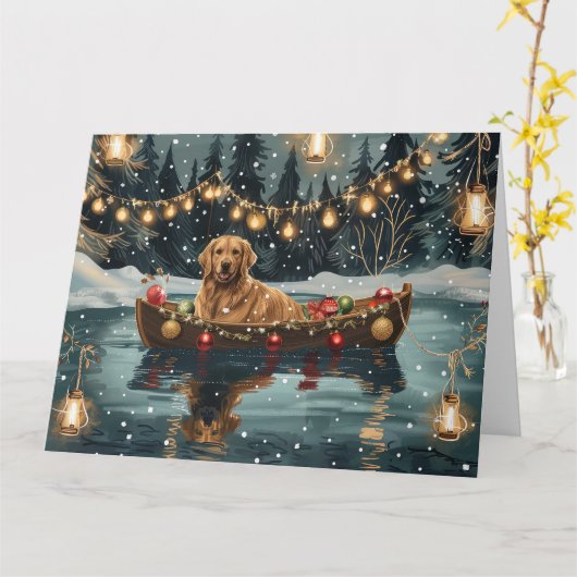 Golden Retriever Kerstvakantie Kaart (Gele Bloem)