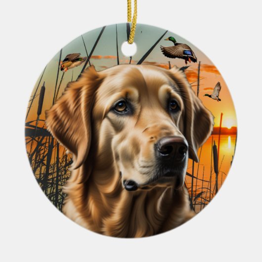 Golden Retriever kerstversiering Keramisch Ornament (Voorkant)