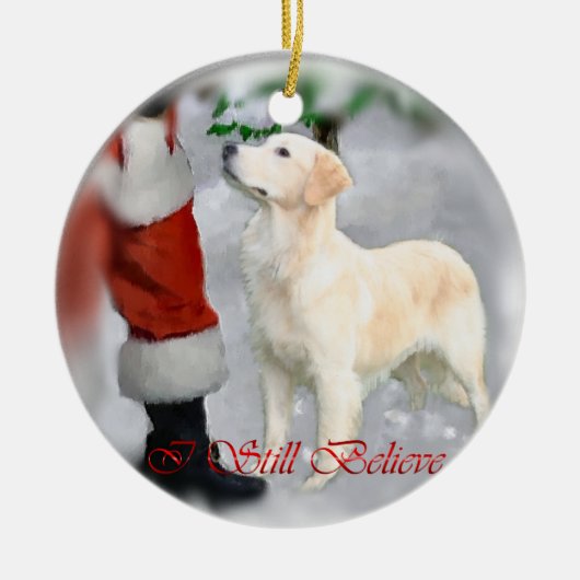 Golden Retriever kerstversiering Keramisch Ornament (Voorkant)