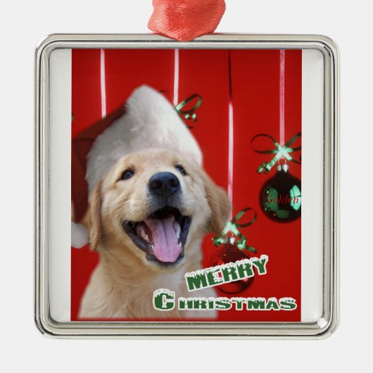 Golden Retriever kerstversiering Metalen Ornament (Voorkant)
