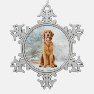 Golden Retriever kerstversiering Tin Sneeuwvlok Ornament