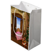 Golden Retriever klaar met kerstinkopen Medium Cadeauzakje (Voorkant Gekanteld)