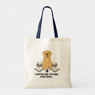 Golden Retriever Leest Creatief Boekontwerp Tote Bag
