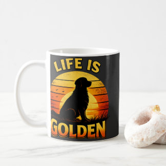 Golden retriever life is golden sunset dog mug