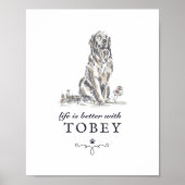 Golden Retriever Life'sBetter With Custom Dog Name Poster (Voorkant)