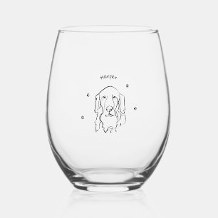 Golden Retriever Line Art Wijnglas Zonder Voet