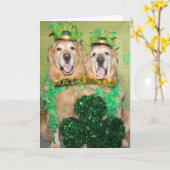 Golden Retriever Lucky Dog St. Patrick's Day Kaart (Gele Bloem)