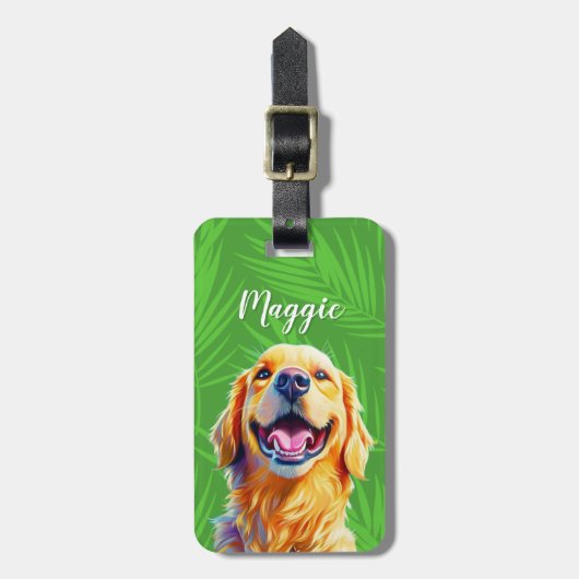 Golden Retriever Luggage Tag Bagagelabel (Voorkant verticaal)