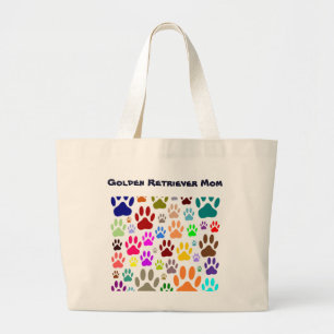 Golden Retriever mam Dog Paw Prints Grote Tote Bag