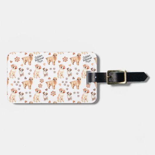 Golden Retriever Mam Pattern Bagagelabel (Voorkant horizontaal)