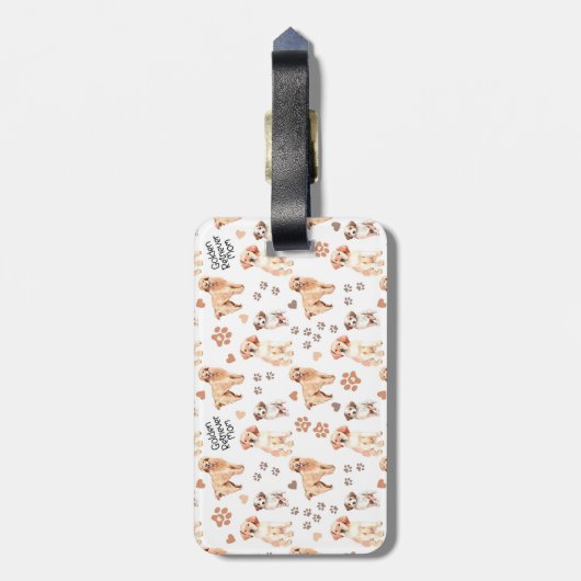Golden Retriever Mam Pattern Bagagelabel (Achterkant verticaal)