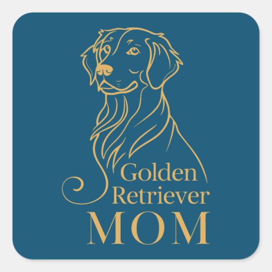 Golden Retriever mama Vierkante Sticker (Voorkant)