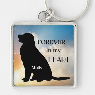 Golden Retriever Memorial Custom Name Silhouette Sleutelhanger