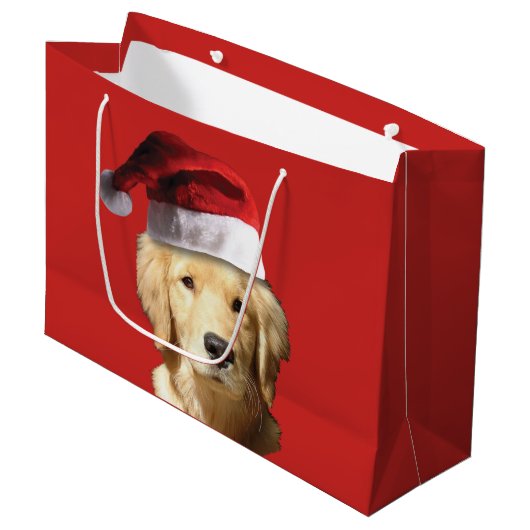 Golden Retriever Merry kerstcadeau Groot Cadeauzakje (Voorkant Gekanteld)