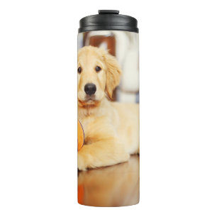 Golden Retriever met Basketball Speelgoed Thermosbeker