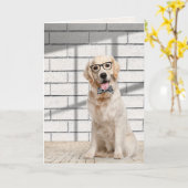 Golden Retriever met Bowtie Vaderdag Kaart (Gele Bloem)