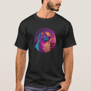 Golden Retriever met een  jaren 80 esthetiek T-shirt