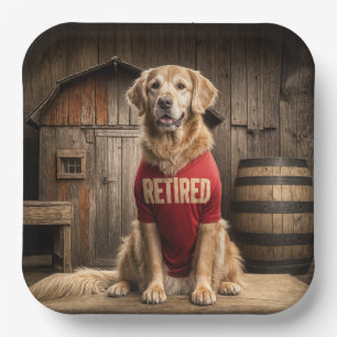 Golden Retriever met een rood Shirt Papieren Bordje