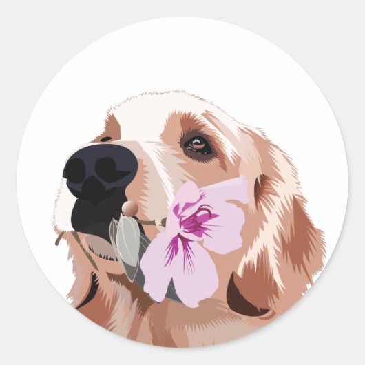 Golden Retriever met een ventilator Ronde Sticker (Voorkant)