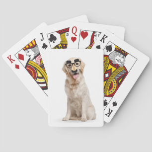 Golden Retriever met Funny Mask Pokerkaarten