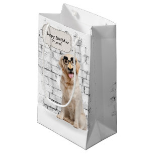 Golden Retriever met grappige maskerverjaardag Klein Cadeauzakje