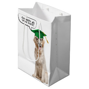 Golden Retriever met groen Pet en bril Medium Cadeauzakje