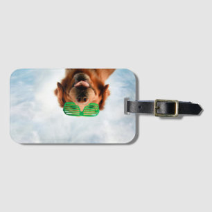 Golden Retriever met groene zonnebril Bagagelabel